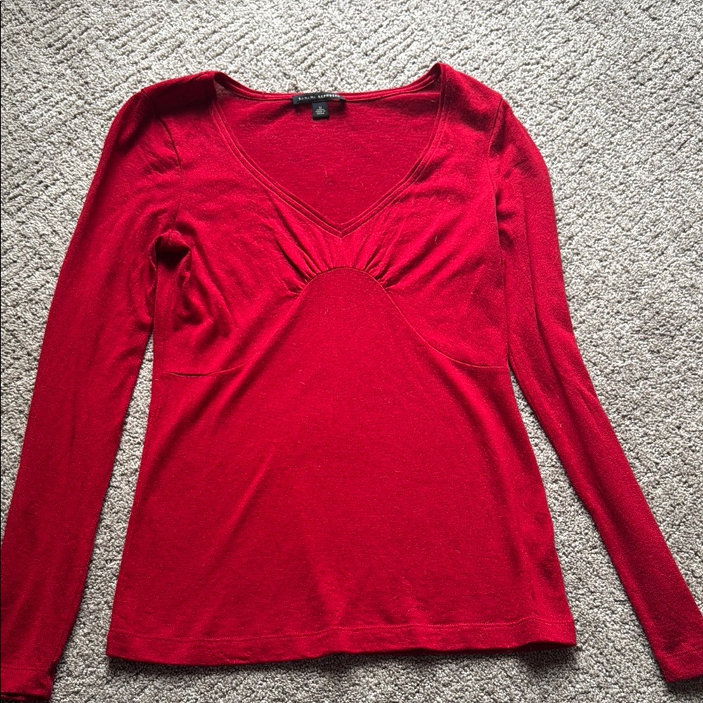 Elegant Red V-Neck Women's Top